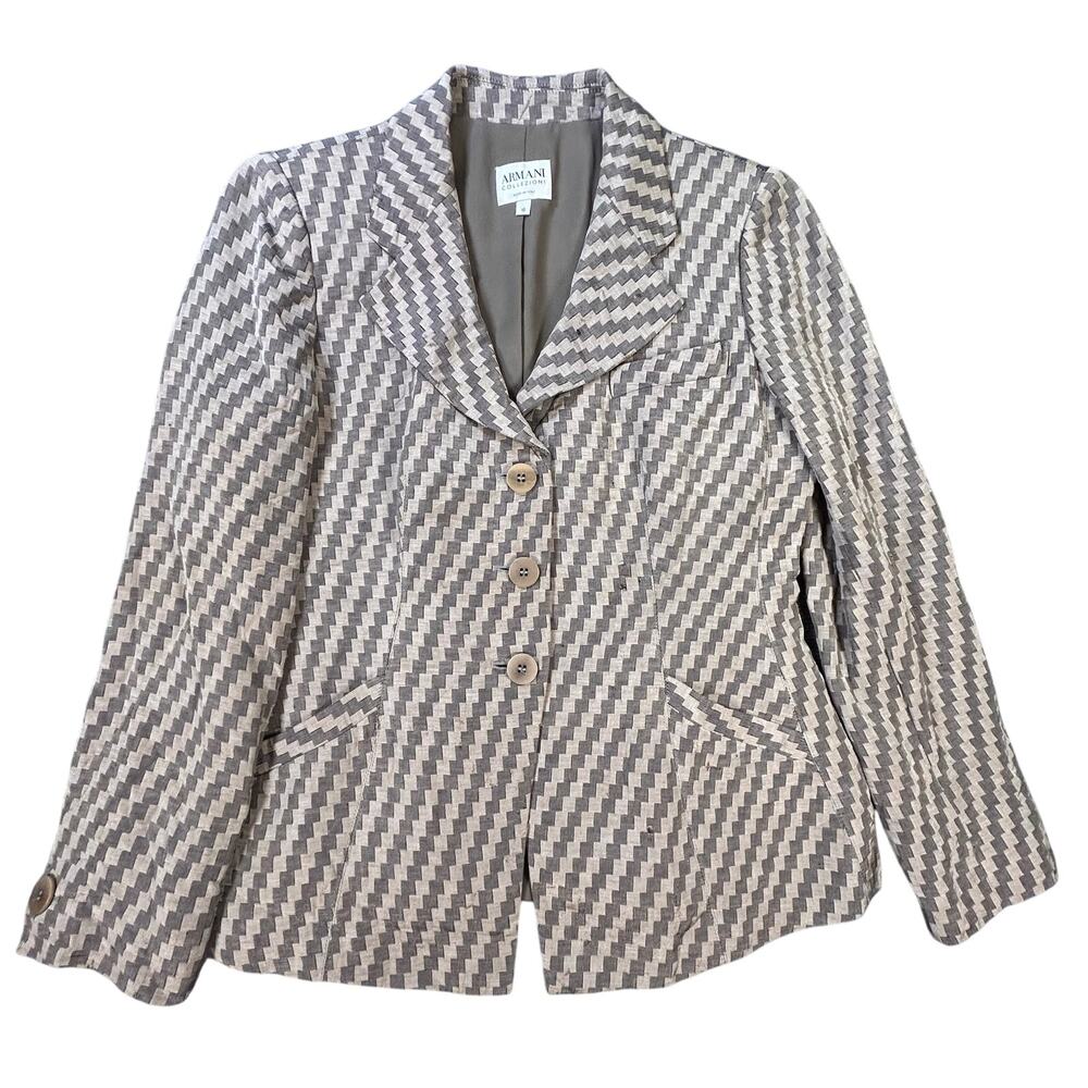 Vintage‎ Armani Collezioni Blazer Women's Size 10 Brown Jacket Made in Italy